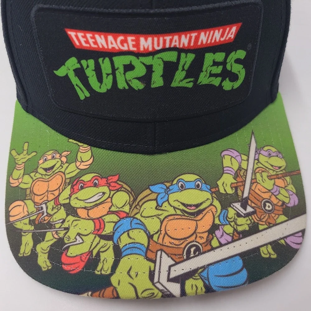 Teenage Mutant Ninja Turtles Hat Snapback Nickelodeon Black Green TMNT Logo Men